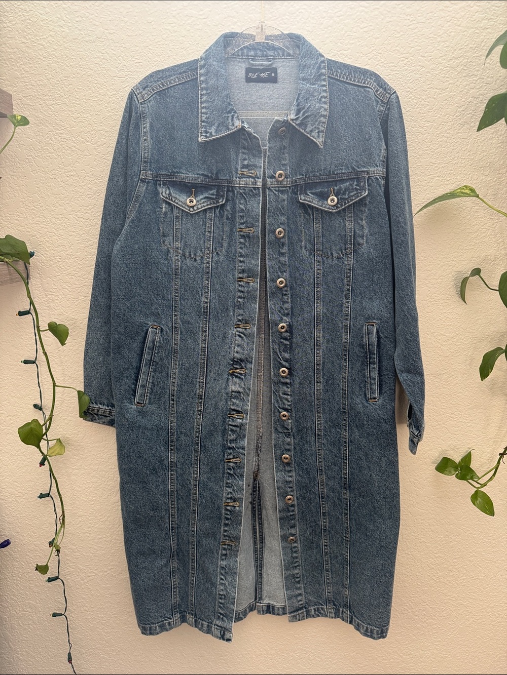 Blue Age Long Denim Shacket Women’s Medium Button Front Jean Jacket